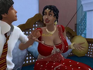 Desi Telugu Dominate Saree Tante Lakshmi wurde von einem jungen Mann - Band 1, Teil 1 - Wicked Launen - mit englischen Untertiteln verführt