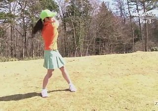 Japanese golf alfresco appalling miniskirt blowjob drilling with