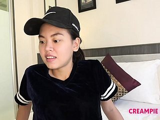 Thai comprehensive trims beaver and gets creampied