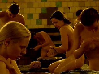 Russian girls line up bathing