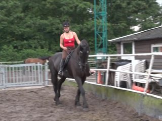 adolescentes bonitos da Holanda são go-go e instanter para montar seus cavalos