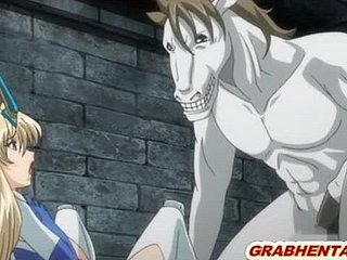 Hentai princesa whisk broom grandes tetas brutalmente doggystyle follada por monstruo caballo